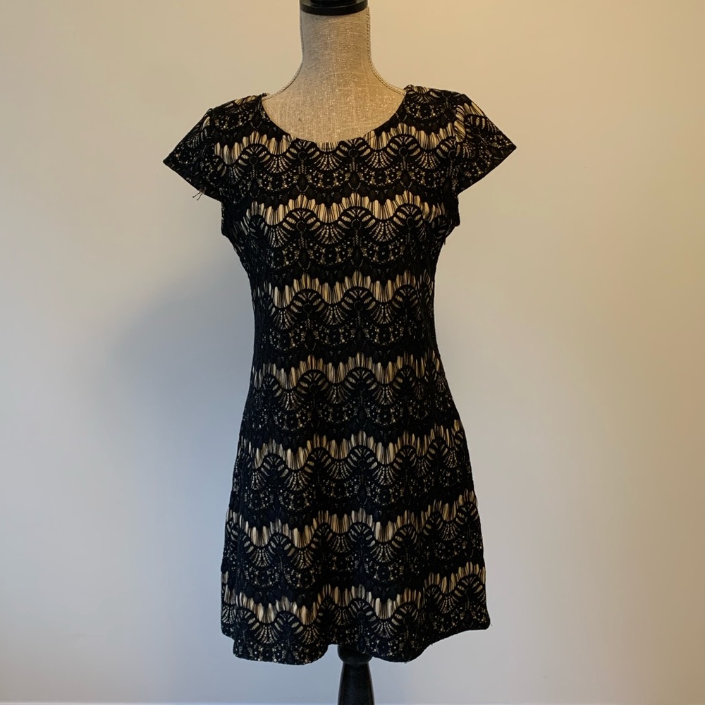 Black & Tan Lace Dress